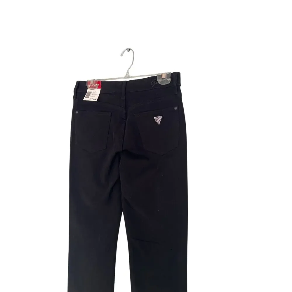 NWT Guess Women Jet Black High Rise Straight Stretch Denim Size 6.